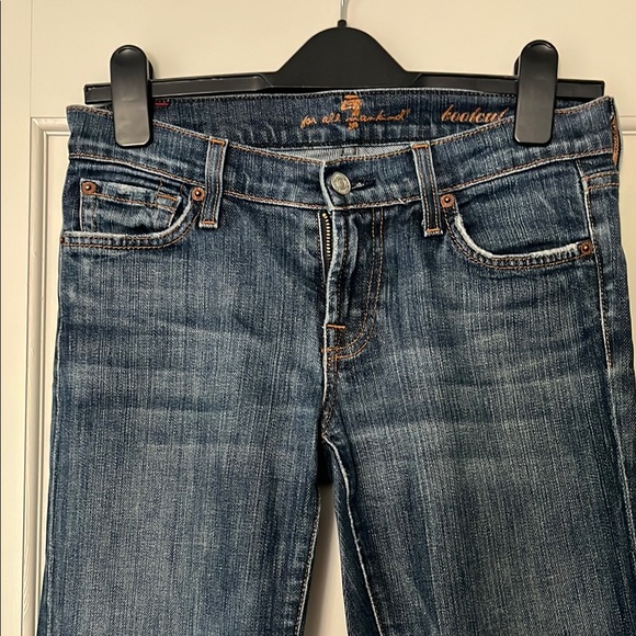 7 For All Mankind Dark Blue Low Rise Boot Cut Jeans - Picture 2 of 8